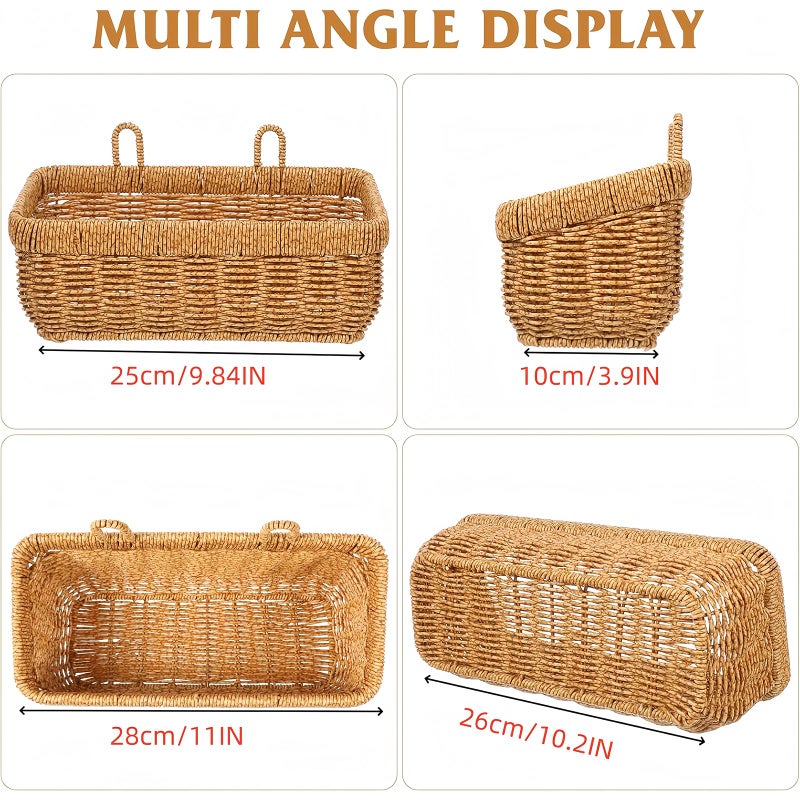 Wionin 11 inches Wall Hanging Baskets Woven Basket Boho Style Fruit Basket Storage Baskets for Organizing Home Kitchen Garden Plants Hanging Decoration - Image 3