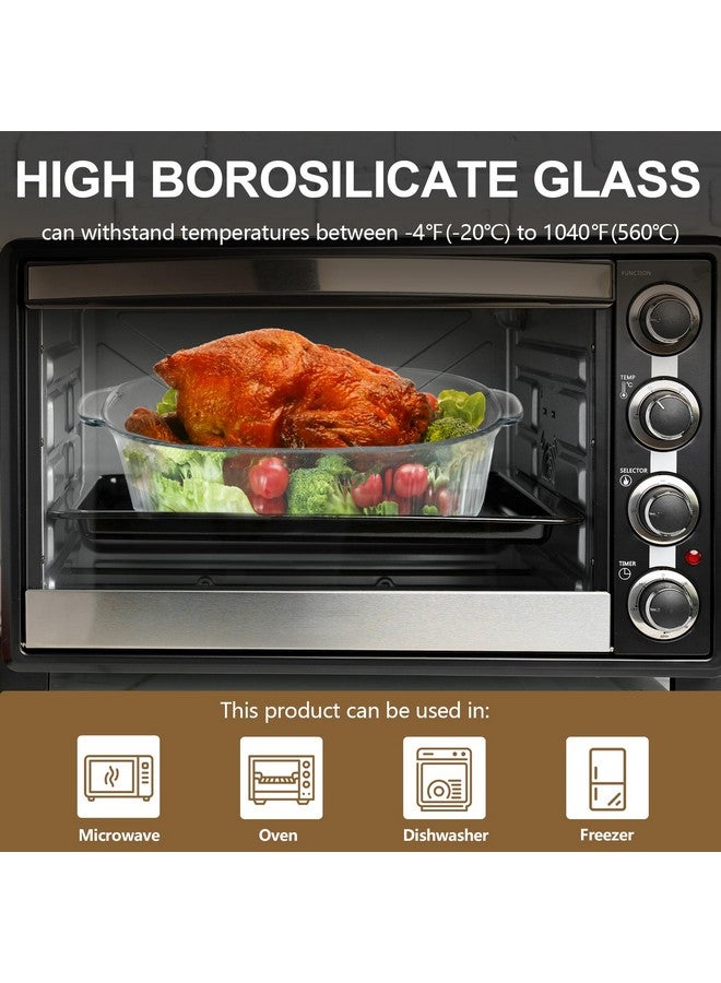 Luvan 2.8L/3Qt Glass Casserole Dish with Lid, Ribbed Oval Glass Baking Dish for Oven & Microwave, Clear Lead-Free Covered Casserole Cookware, Versatile Deep Glass Food Container for Baking, Cooking - Image 4