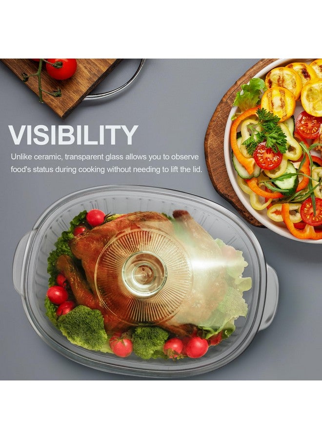 Luvan 2.8L/3Qt Glass Casserole Dish with Lid, Ribbed Oval Glass Baking Dish for Oven & Microwave, Clear Lead-Free Covered Casserole Cookware, Versatile Deep Glass Food Container for Baking, Cooking - Image 5