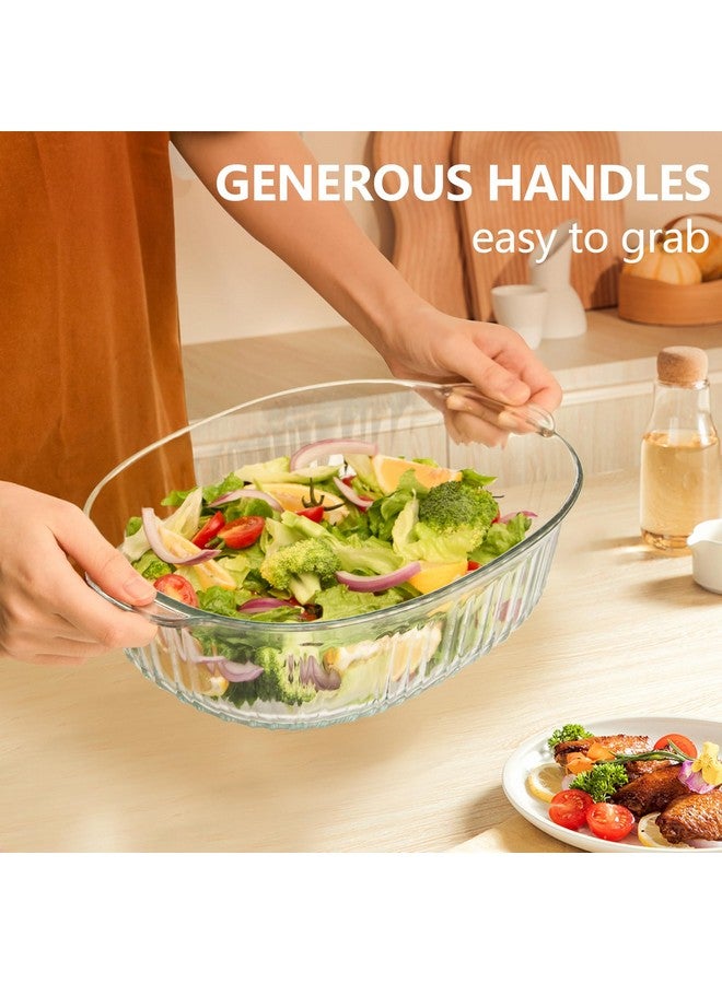 Luvan 2.8L/3Qt Glass Casserole Dish with Lid, Ribbed Oval Glass Baking Dish for Oven & Microwave, Clear Lead-Free Covered Casserole Cookware, Versatile Deep Glass Food Container for Baking, Cooking - Image 3