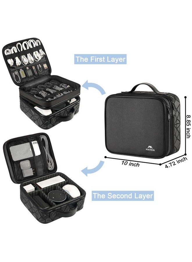 MATEIN MATEIN Cable Organizer Bag, Waterproof Travel Electronic Storage with Adjustable Divider, Shockproof Portable Double Layer Tech Bag Carrying Case for Cord, Earbuds, Charger, SD Card, DJ Gifts, Black  - Image 2