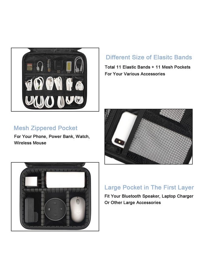 MATEIN MATEIN Cable Organizer Bag, Waterproof Travel Electronic Storage with Adjustable Divider, Shockproof Portable Double Layer Tech Bag Carrying Case for Cord, Earbuds, Charger, SD Card, DJ Gifts, Black  - Image 3