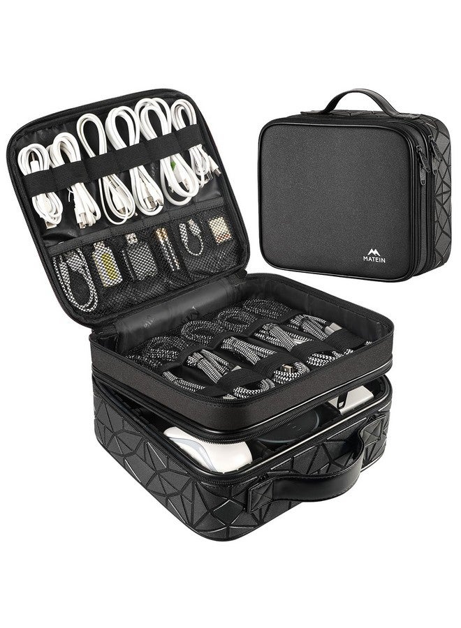 MATEIN MATEIN Cable Organizer Bag, Waterproof Travel Electronic Storage with Adjustable Divider, Shockproof Portable Double Layer Tech Bag Carrying Case for Cord, Earbuds, Charger, SD Card, DJ Gifts, Black  - Image 1