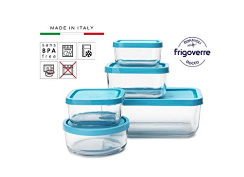Bormioli Rocco Frigoverre Set of 5 Glass Food Storage Container Transparent 388840-SK5 Transparent - Image 2