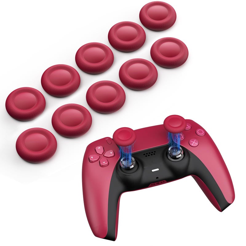 NEWDERY Joystick Replacement Grip Caps for PS4/PS5 Controller, for PS5/PS4 Thumb Grips Caps, Anti-Stickiness, Anti-Slip, Anti-Scratch, Anti-Fingerprint, for PS4/PS5 Joystick Caps-RED(10pcs) - Image 1