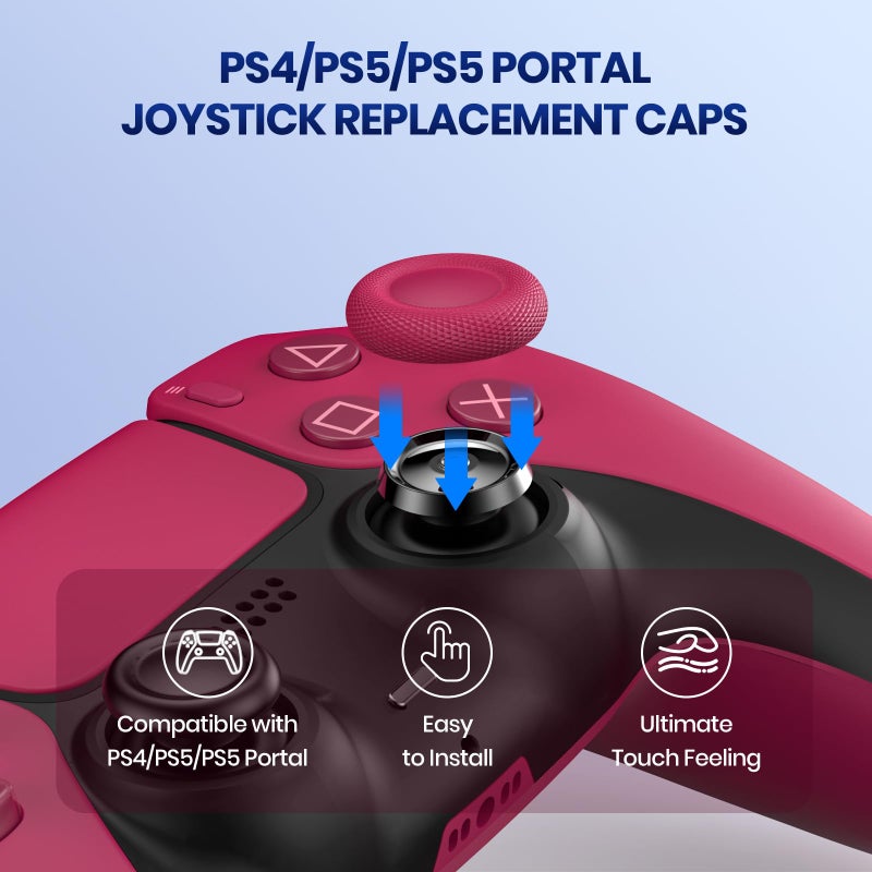 NEWDERY Joystick Replacement Grip Caps for PS4/PS5 Controller, for PS5/PS4 Thumb Grips Caps, Anti-Stickiness, Anti-Slip, Anti-Scratch, Anti-Fingerprint, for PS4/PS5 Joystick Caps-RED(10pcs) - Image 2