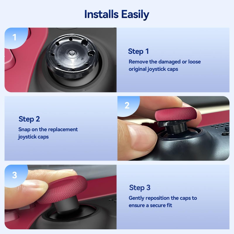 NEWDERY Joystick Replacement Grip Caps for PS4/PS5 Controller, for PS5/PS4 Thumb Grips Caps, Anti-Stickiness, Anti-Slip, Anti-Scratch, Anti-Fingerprint, for PS4/PS5 Joystick Caps-RED(10pcs) - Image 5