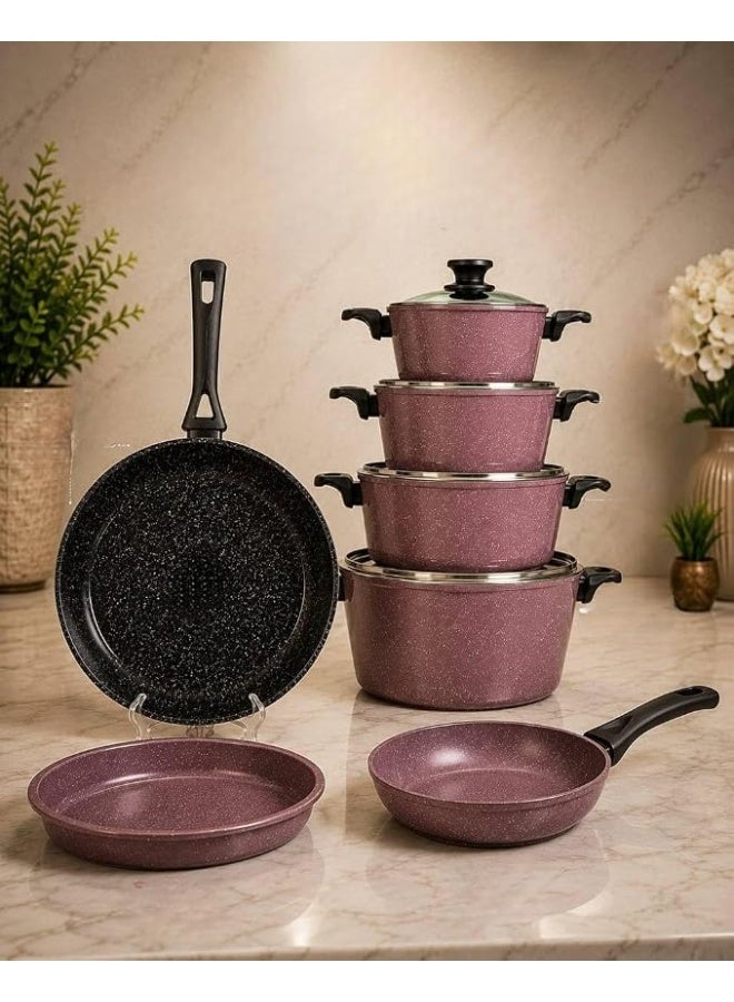 9-piece multi-size cookware set with a large frying pan – a complete set for everyday cooking and preparing family meals - Image 2