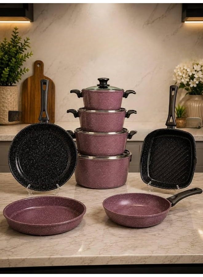 9-piece multi-size cookware set with a large frying pan – a complete set for everyday cooking and preparing family meals - Image 3