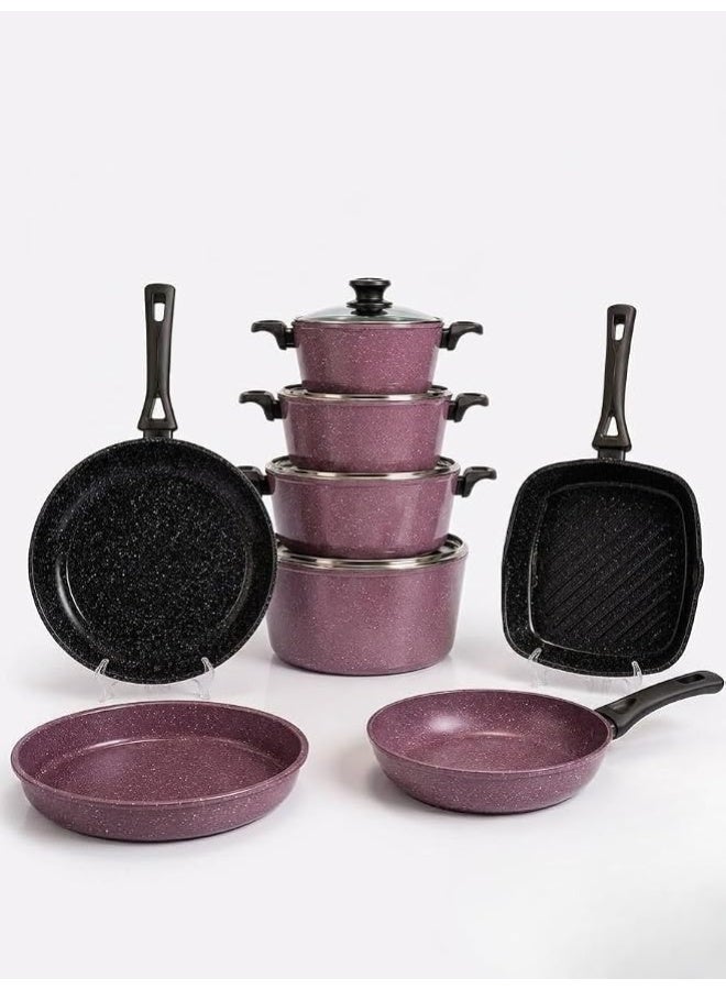 9-piece multi-size cookware set with a large frying pan – a complete set for everyday cooking and preparing family meals - Image 1