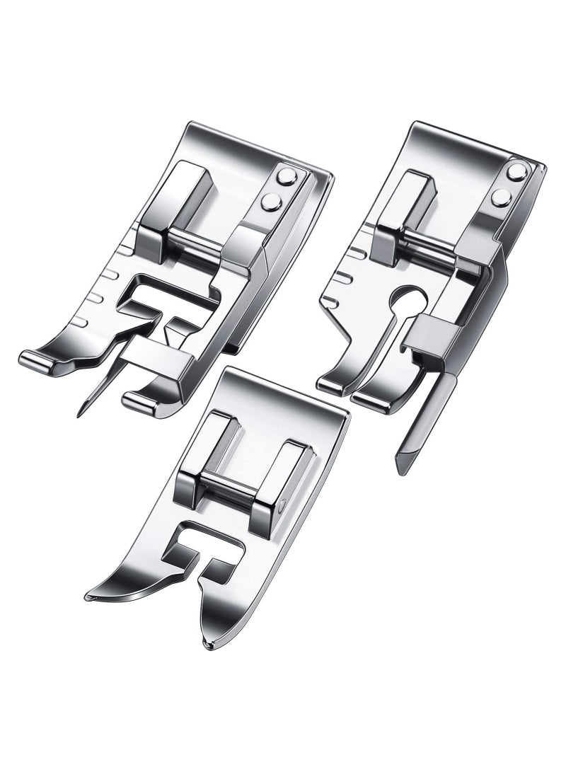 SOLARAE Sewing Machine Presser Foot, 3 Pieces Stitch in Ditch Foot and 1/4 Inch Quilting Patchwork Presser Foot Set and Overcast Presser Suitable for Household Multi-Function Sewing Machines - Image 1