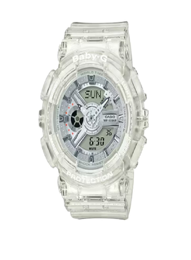 كاسيو ساعة كاسيو بيبي-جي BA-110 النسائية التناظرية الرقمية المصنوعة من الراتنج الشفاف - مقاومة للصدمات، ومقاومة للماء حتى عمق 100 متر، وتوقيت عالمي، وإضاءة LED - ساعة رياضية أنيقة ومتينة - Image 1