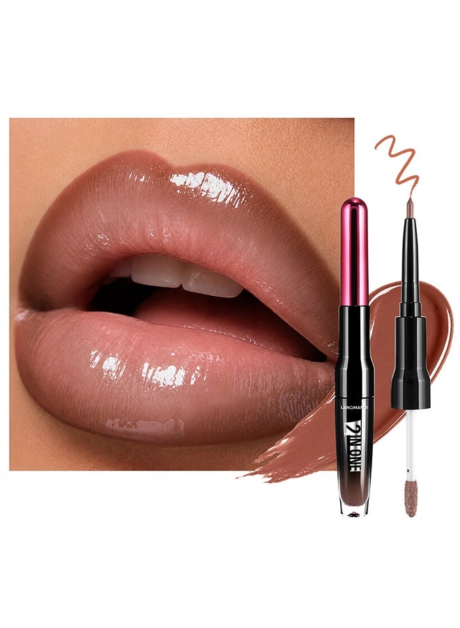 LANGMANNI 2 In One, Dual‑Ended Lip Gloss & Lip Liner, Cinnamon Rose Nude Lip Liner And Gloss Duo, Hydrating Non‑Sticky Smooth Color For Fuller‑Looking Lips 04 - Image 1