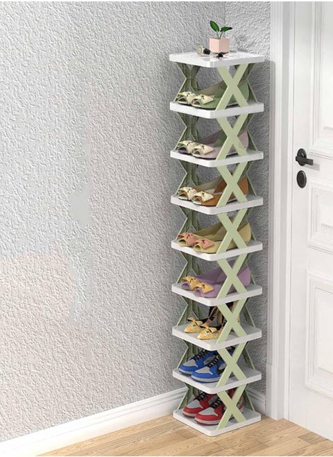 Multi Layer Shoe Rack Organizer, Creative Multi Layer Shoe Rack, Vertical Shoe Rack (9 layer, Green)