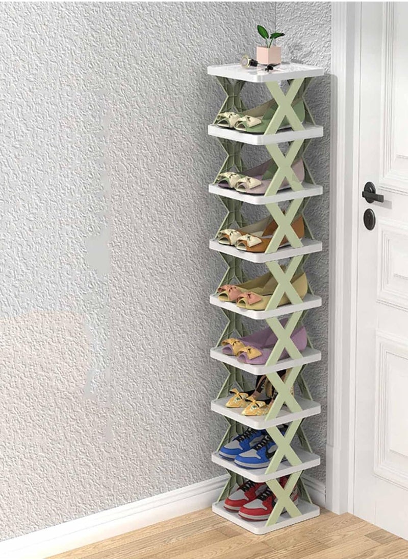 BLOOMING TIME - Multi Layer Shoe Rack Organizer, Creative Multi Layer Shoe Rack, Vertical Shoe Rack (9 layer, Green) - Image 1