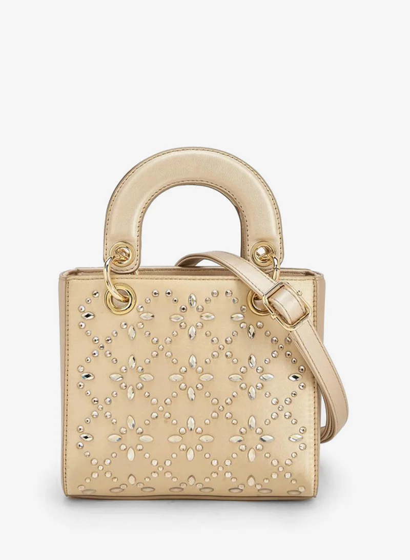 Floral Bella Embellished Tote Bag with Detachable Strap Ramadan Collection