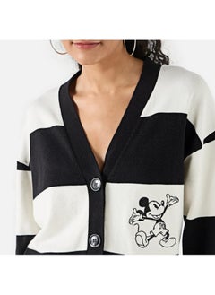 SP Characters Mickey Mouse Print Longline Cardigan with Long Sleeves and Pockets  - Image 3