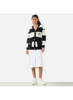 SP Characters Mickey Mouse Print Longline Cardigan with Long Sleeves and Pockets  - Image 1