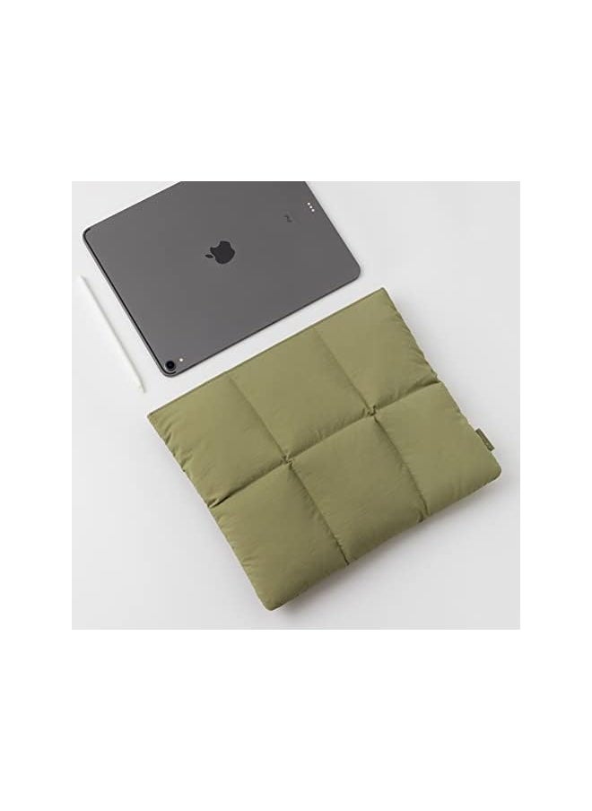 Comfyable Puffy Tablet Sleeve Bag For Ipad Pro 12.9 Inch, Quilted Puffer Puff Tablet Carrying Case For Women, Pillow Case Compatible For Ipad Pro M2 M1 2022-2018 With Magic Keyboard, Olive Green  - Image 3