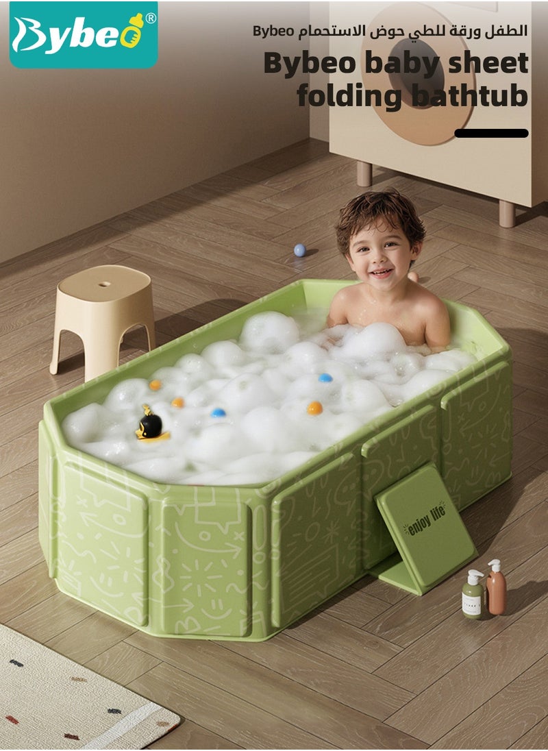 Bybeo Baby Bath Tub, Collapsible Baby Bathtub,Portable Bath Tub with Non-Slip Base+5 Ocean Balls+4 Duckling Toys, Large Capacity, for 0-8 Years Old Toddlers, Kids  - Image 1