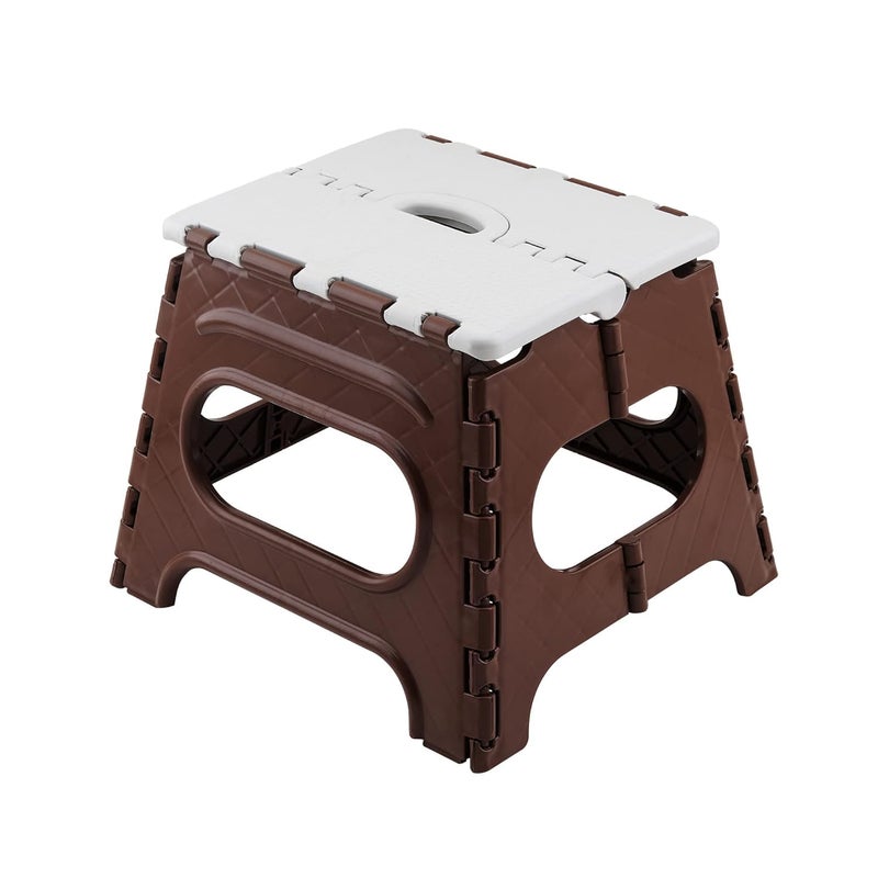 MARKWELL 12 Inches Super Strong Folding Step Stool for Adults and Kids Kitchen Stepping Stools Garden Step Stool Kitchen Stool Brown and Ivory