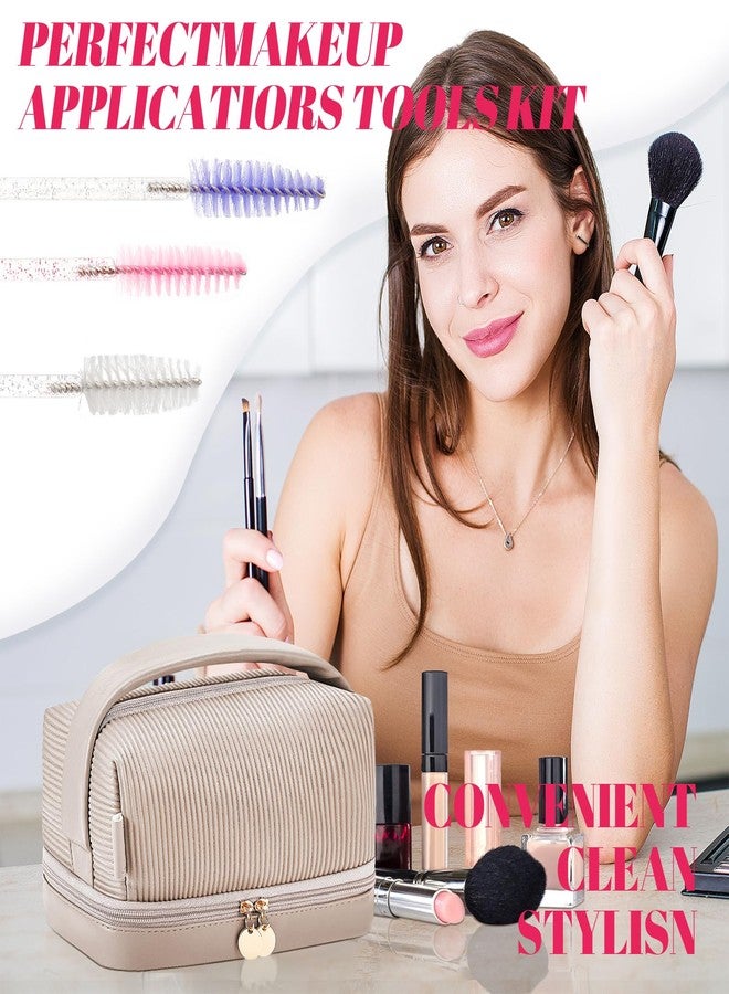 MyAoKuE-UP 150Pcs Disposable Mascara Wands Spoolie Brush Crystal Eyebrow Brushes Eyelash Extension Applicator Makeup Kits With Container(Mix 3 Color) - Image 5