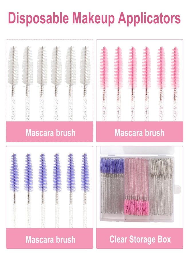 MyAoKuE-UP 150Pcs Disposable Mascara Wands Spoolie Brush Crystal Eyebrow Brushes Eyelash Extension Applicator Makeup Kits With Container(Mix 3 Color) - Image 2