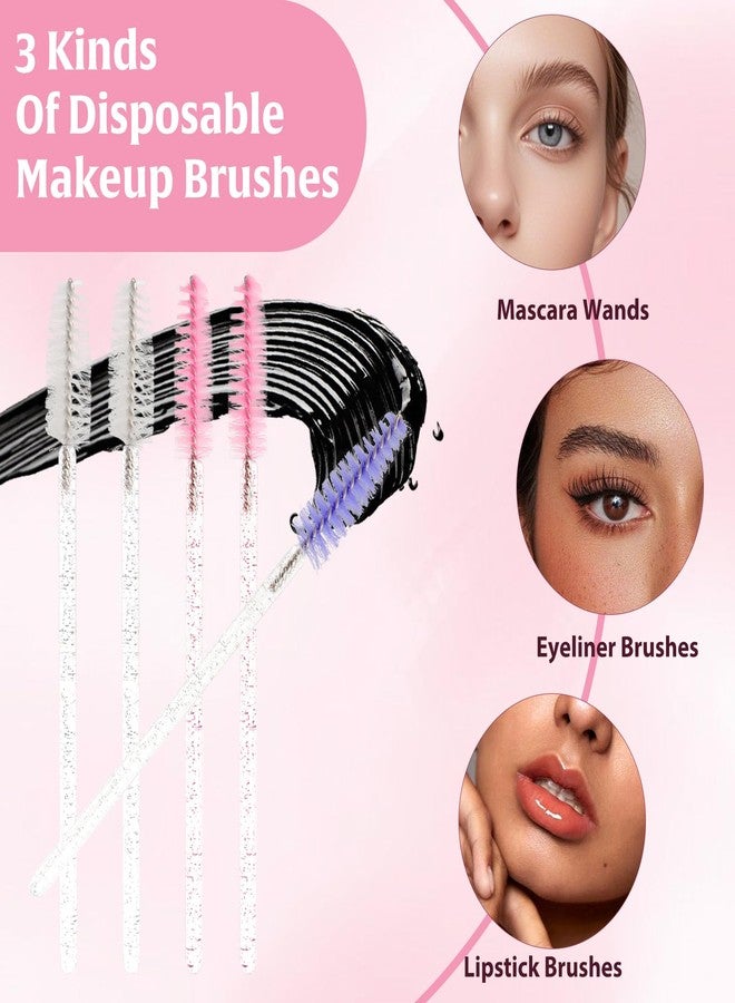 MyAoKuE-UP 150Pcs Disposable Mascara Wands Spoolie Brush Crystal Eyebrow Brushes Eyelash Extension Applicator Makeup Kits With Container(Mix 3 Color) - Image 3