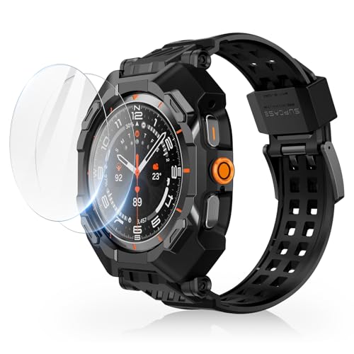 SUPCASE for Samsung Galaxy Watch Ultra 47mm Case with Band Unicorn Beetle Pro 2 Pack Screen Protector Rugged Protective Cover with Adjustable Strap Band for Galaxy Watch Ultra Black - Image 1