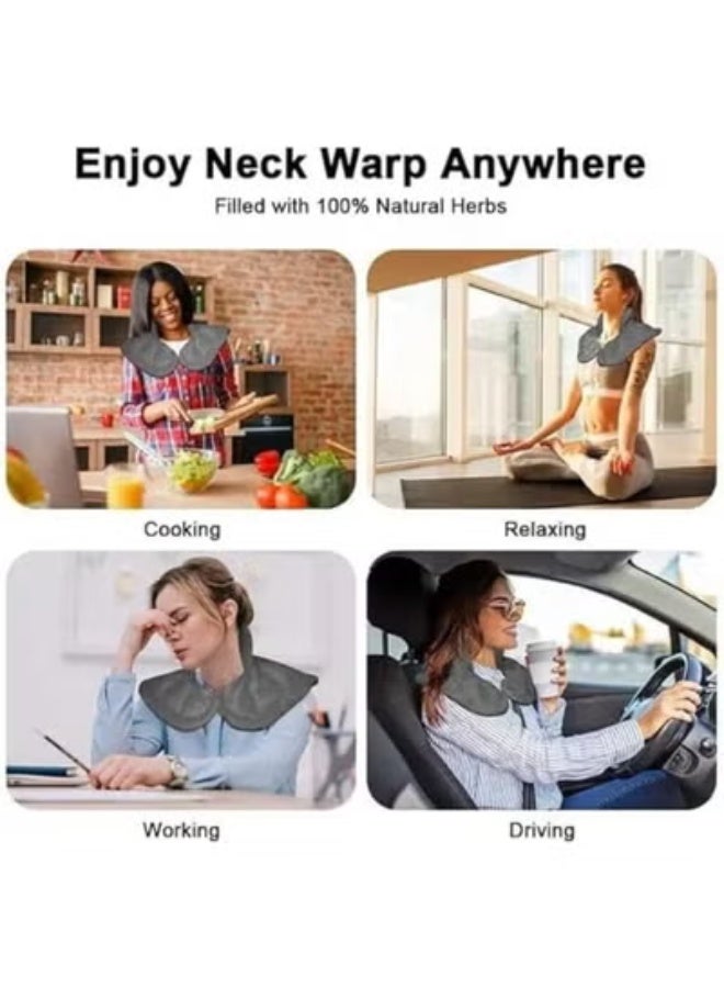 وسادة تدفئة علاجية للرقبة والكتف من القطيفة الرمادية - حزام حراري كهربائي لتخفيف آلام الظهر والعمود الفقري وتشنج العضلات - Image 2