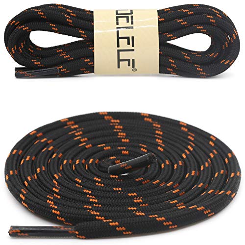DELELE 2 Pair Thick Round Climbing Shoelaces Black Orange Dots Hiking Shoe Laces Boot Laces 57 inch - Image 2