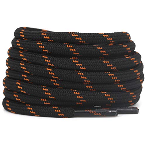 DELELE 2 Pair Thick Round Climbing Shoelaces Black Orange Dots Hiking Shoe Laces Boot Laces 57 inch - Image 1