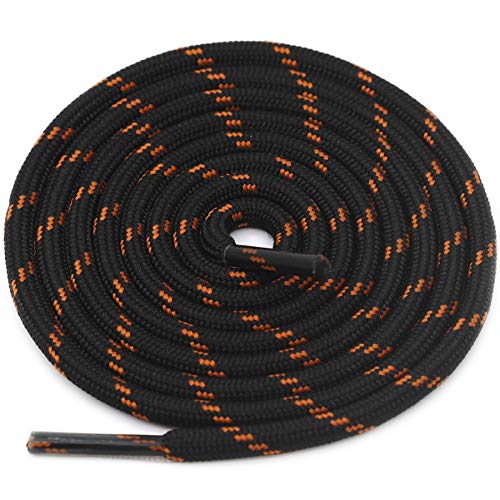 DELELE 2 Pair Thick Round Climbing Shoelaces Black Orange Dots Hiking Shoe Laces Boot Laces 57 inch - Image 3