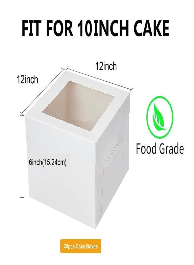 Packpal 20Pack 12x12x6 Cake Boxes with Window, Sturdy White Cake Boxes for Transporting & Gifting, Easy to Assemble, Perfect for Desserts, and Crocheted Items, Fathers day - Image 2