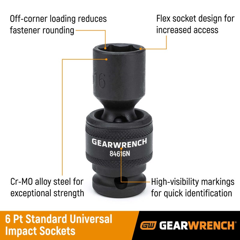 GEARWRENCH 12 Piece 1/4" Drive 6 Point Standard Universal Impact Metric Socket Set | 84905 - Image 3