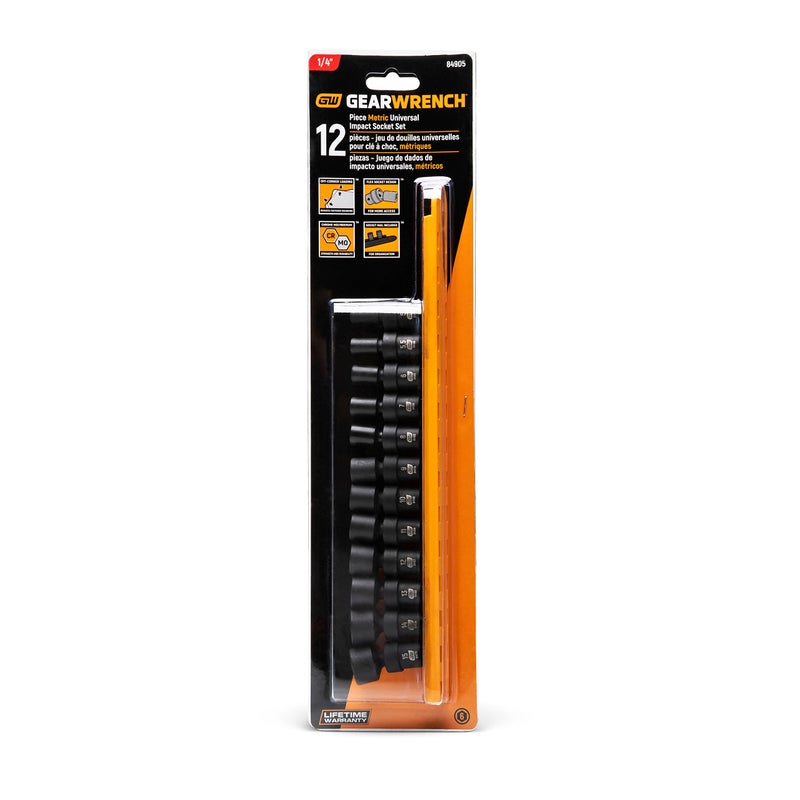 GEARWRENCH 12 Piece 1/4" Drive 6 Point Standard Universal Impact Metric Socket Set | 84905 - Image 5