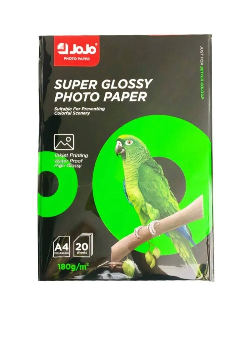JOJO A4 Super Glossy Photo Paper 180 GSM 20 Sheets  - Image 1