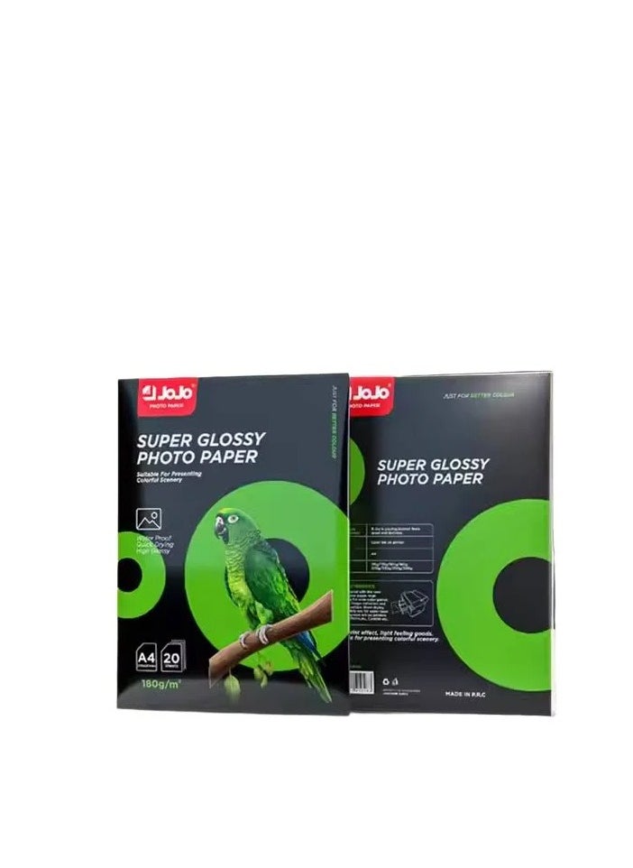 JOJO A4 Super Glossy Photo Paper 180 GSM 20 Sheets  - Image 2