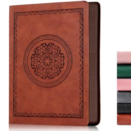 Fetinar 2026 Leather Vintage Journal Notebook,300 Pages,Leather Softcover Lined Journal Notebooks for Women Men,Notebook Journals for Writing Travel,Business,Office,7.1'' X 9.8'' - Image 1