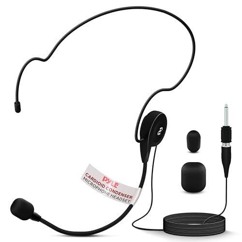 Pyle Double Over Ear Microphone Headset Professional Hands Free Cardioid Wired Audio Boom Condenser Microphone Headset w 35mm 14 Adapter 4ft Cable and Mic Windscreen Pyle Pro PLM31 Black - Image 1