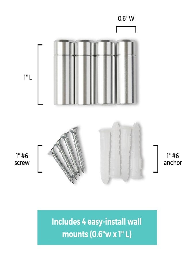 Wexel Art 1" Silver Stainless Steel Mounting Hardware for Acrylic Floating Frames (Pack of 4) - Image 2