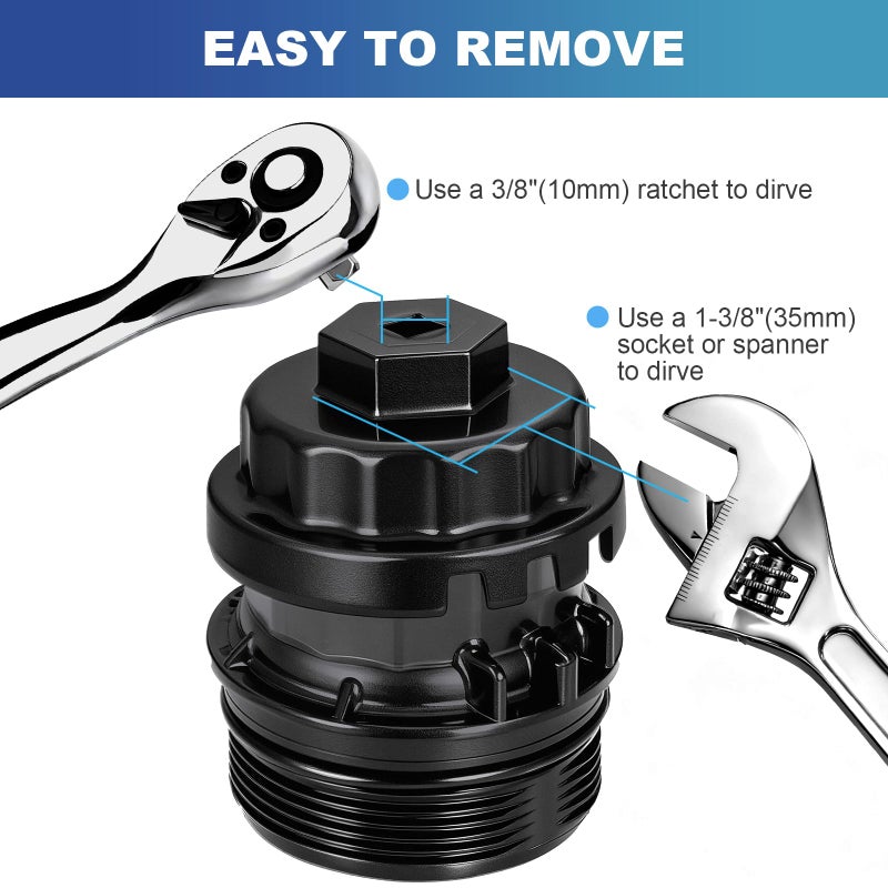 StLiSuYmx Professional 64mm 14 Flute Oil Filter Wrench for Toyota, Heavy Duty Cap Style Oil Filter Removal Tool Socket for Lexus, Camry, 4 Runner, RAV4, Tundra, Tacoma, Highlander and Scion with 2.5-5.7L Engine - Image 5