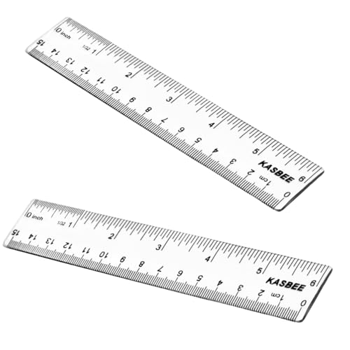 KASBEE Plastic Rulers, 6 Inch Ruler, Clear Measuring Tool for Student School Office, Inches and Centimeters, Pack of 2 - Image 1