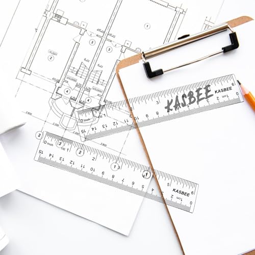KASBEE Plastic Rulers, 6 Inch Ruler, Clear Measuring Tool for Student School Office, Inches and Centimeters, Pack of 2 - Image 5