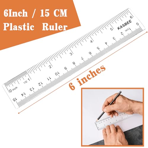 KASBEE Plastic Rulers, 6 Inch Ruler, Clear Measuring Tool for Student School Office, Inches and Centimeters, Pack of 2 - Image 3