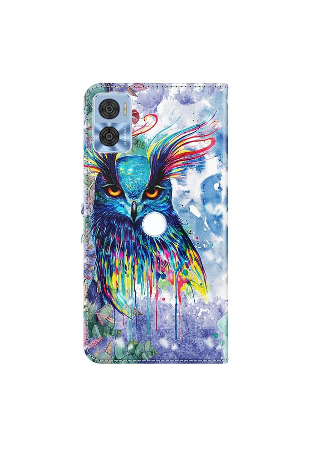 اس-توب جراب لهاتف Motorola Moto E22 / Moto E22i بنمط رسم ثلاثي الأبعاد مصنوع من مادة TPU + PU - Image 3