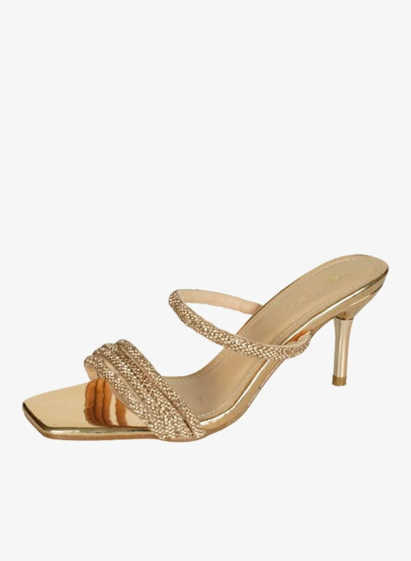 Zayna Gold 221-68 Zayna Ladies  Fashion Mid Heel Slip on 10G681-9 Gold for Women | Best Price UAE