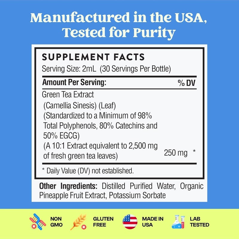 Drops of Nature Green Tea 101 Extract 50 EGCG  Green Tea Liquid Drops  Vegan 4X More Powerful Than Pills  Capsules  2oz Antioxidant  Immune Supplement  Skin Heart Support Brain Health  Memory Boost - Image 4