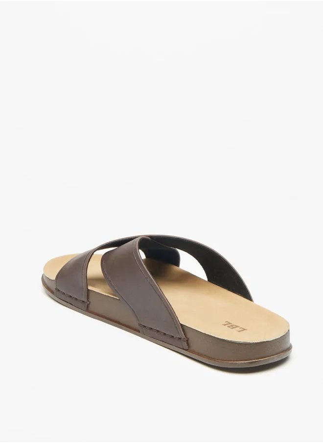 LBL Men's Solid Slip-On Cross Strap Sandals