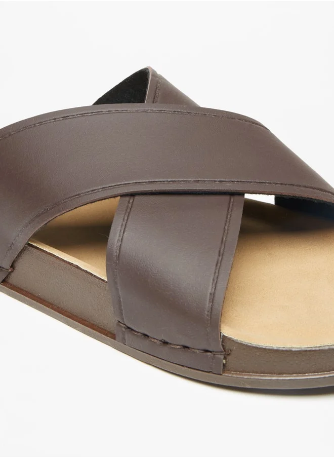 LBL Men's Solid Slip-On Cross Strap Sandals